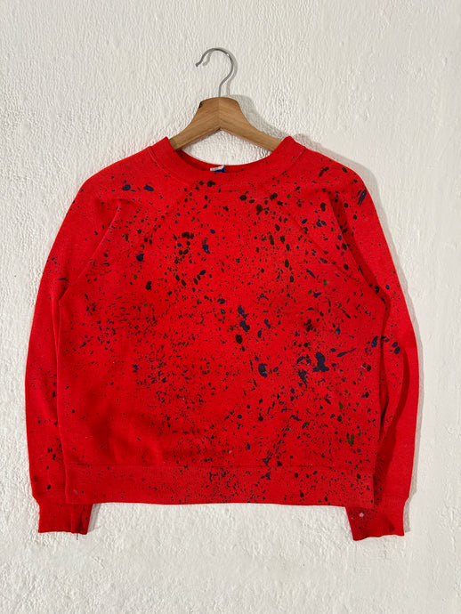 1/1 Vintage Paint Splatter Red Crewneck Size S