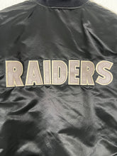 RARE PADS Vintage 1990s Oakland Raiders Satin 'SPELL-OUT' Starter Jacket Sz. XL