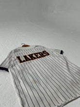 Mitchell & Ness Pin Stripped Lakers Baseball Jersey Size L