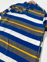Vintage Y2k Coogi Blue Striped Polo Shirt Sz. 3XL
