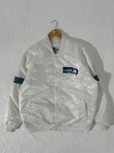 Retro Seattle Seahawks White Satin Starter Jacket Size 2XL
