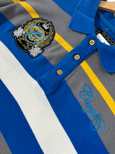 Vintage Y2k Coogi Blue Striped Polo Shirt Sz. 3XL
