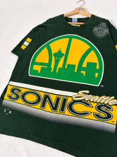Vintage 1990's Seattle Supersonics Salem Sportswear AOP Graphic T-Shirt Sz. XL