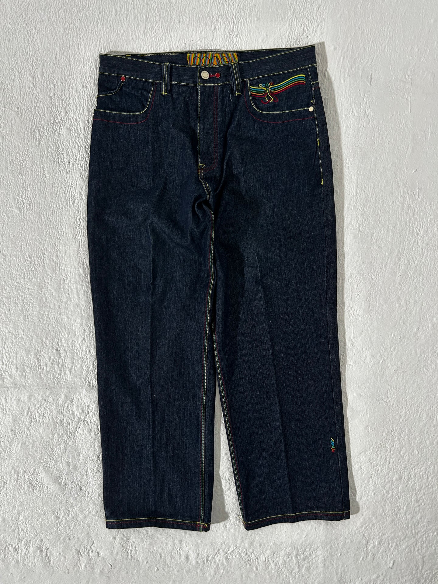 Vintage Y2k Coogi Denim Rainbow Embroidery Jeans Sz. 38 x 34