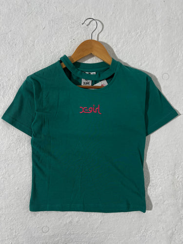 X-Girl Cutout Neckline Baby Teal T-Shirt Sz. S