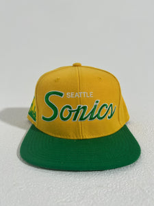 Seattle Sonics Script HWC  Yellow/Green Snapback Hat