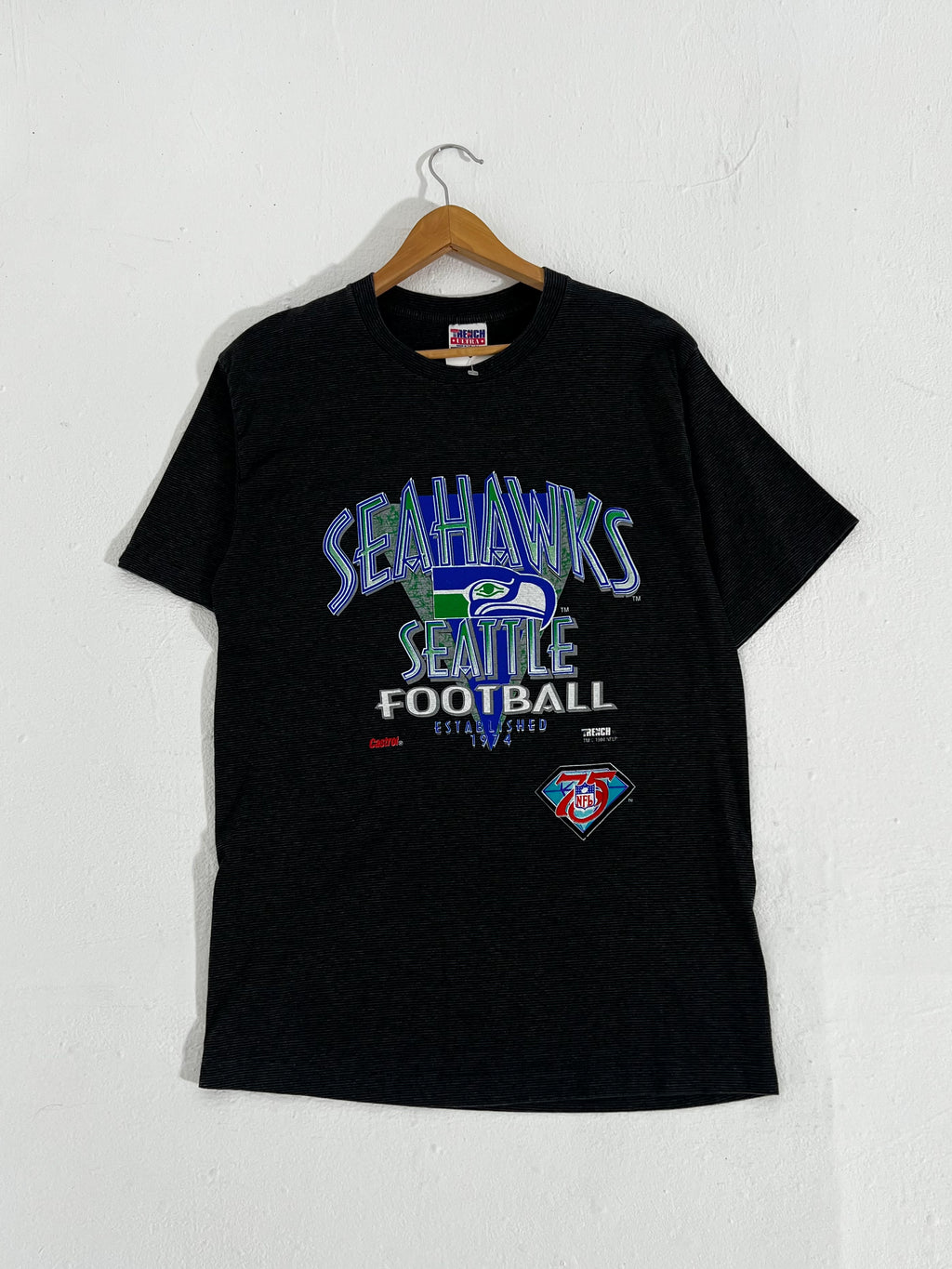 Vintage 1990's Seattle Seahawks NFL 75th Anniversary T-Shirt Sz. XL