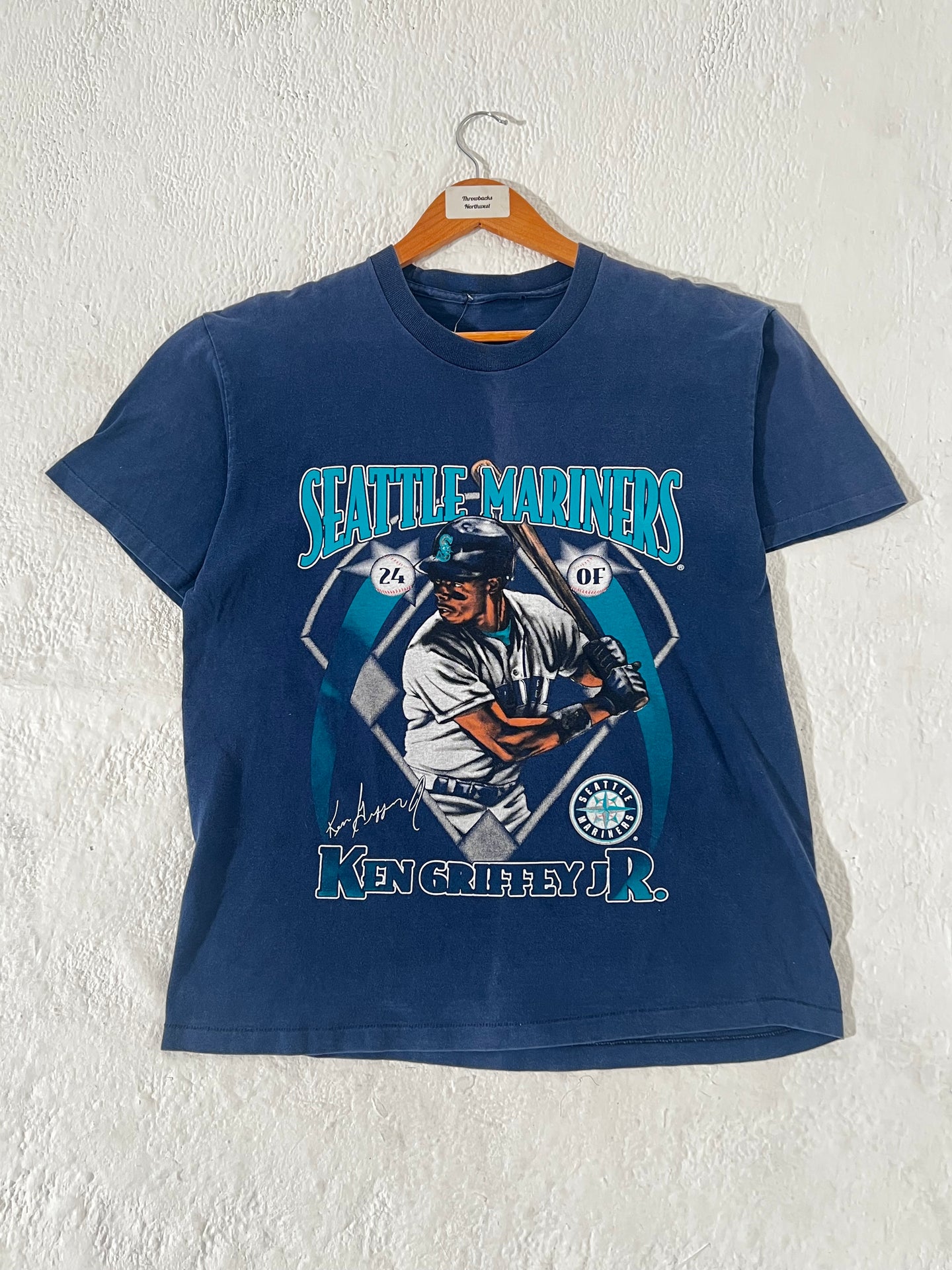 Vintage Ken Griffey Jr. Seattle Mariners Navy Baseball T-Shirt Sz. L
