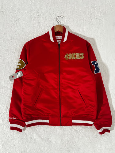 San Francisco 49ers Heavyweight Satin Mitchell & Ness Red Jacket Sz. S (NWT)