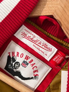 San Francisco 49ers Heavyweight Satin Mitchell & Ness Red Jacket Sz. S (NWT)