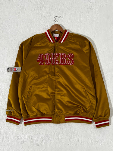 San Francisco 49ers Heavyweight Satin Mitchell & Ness Gold Jacket Sz. XL (NWT)