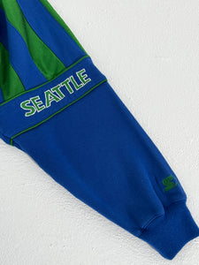 Vintage 1990's Seattle Seahawks Starter Striped Crewneck Sz. XL