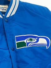 Vintage 1990's NFL Seattle Seahawks Chalk Line Satin Bomber Jacket Sz. L