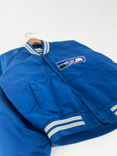 Vintage 1990's NFL Seattle Seahawks Chalk Line Satin Bomber Jacket Sz. L