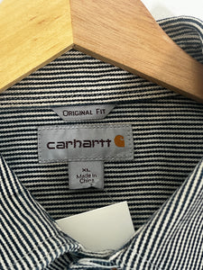 Vintage 2000's Striped Carhartt Quarter Zip Work Wear Shirt Sz. XL