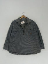 Vintage 2000's Striped Carhartt Quarter Zip Work Wear Shirt Sz. XL