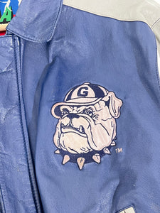 Vintage 1990's FAN CHOICE Georgetown University Leather Varsity Jacket Sz. S