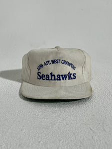 Vintage 1988 AFC West Champs Seattle Seahawks Corduroy Snapback Hat