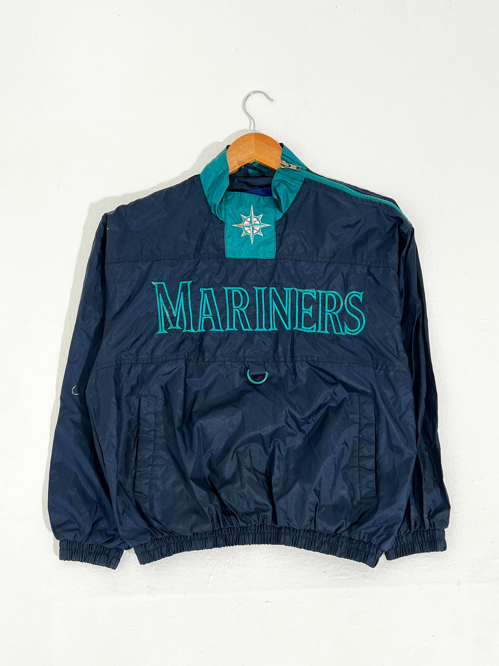 Vintage 1990's FANS GEAR Seattle Mariners Side-Zip Windbreaker Jacket Sz. L  (Y)