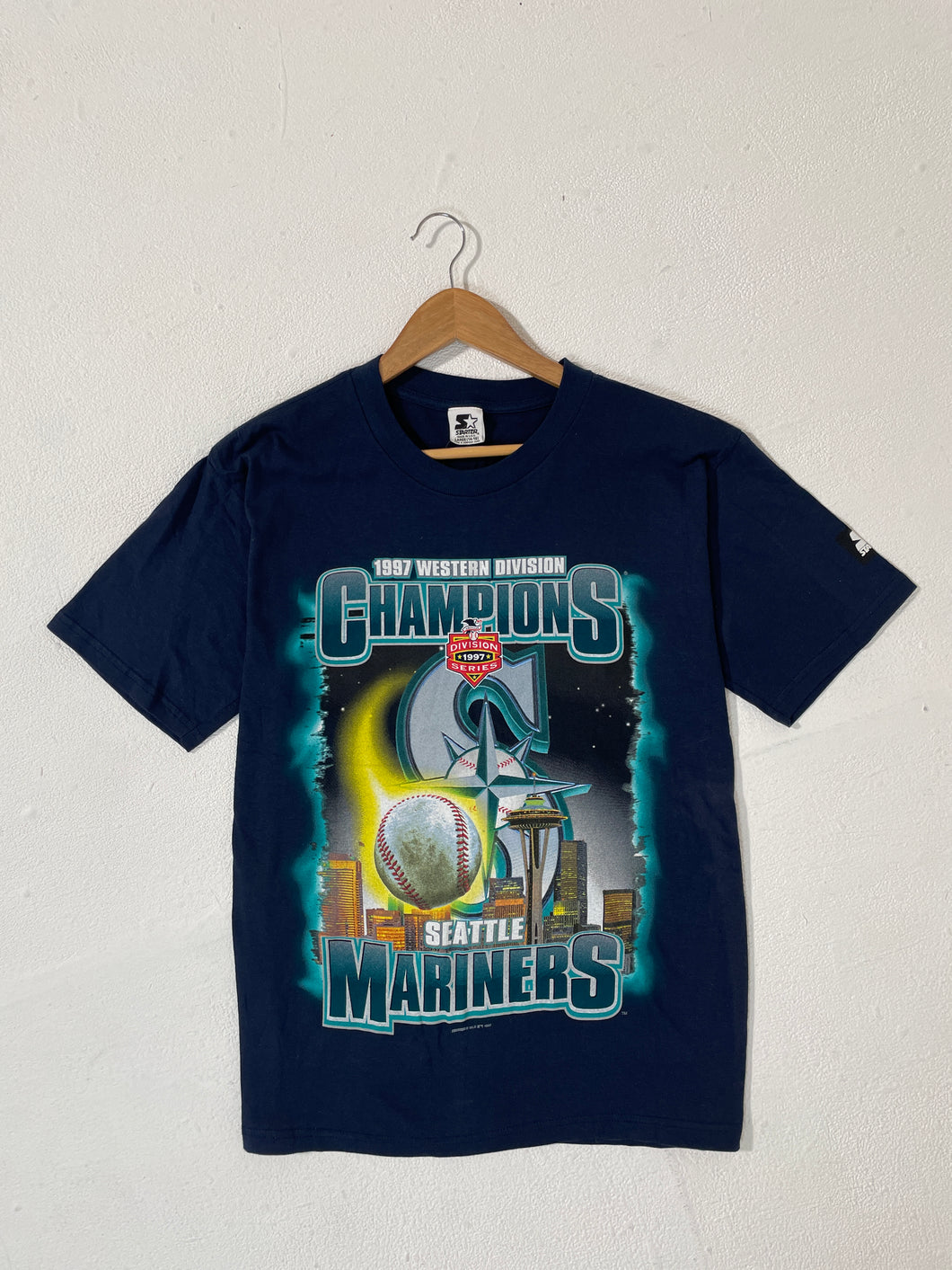 Vintage 1990's Starter Seattle Mariners 1997 Western Division Champions T-Shirt Sz. Y (L)