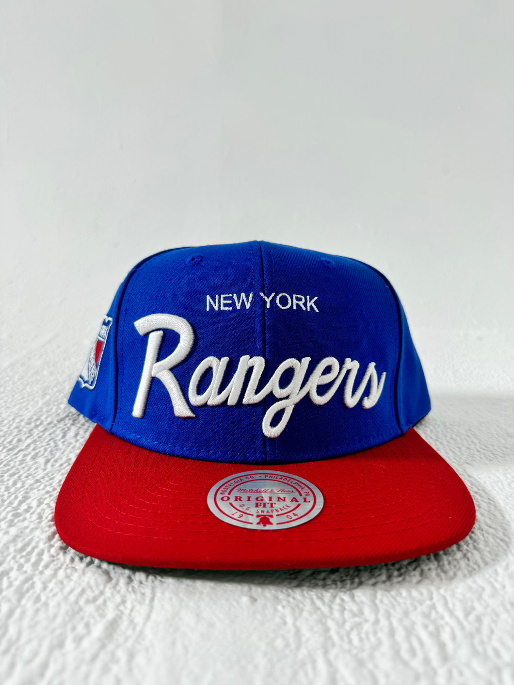 New York Rangers Retro Script Mitchell Ness NHL Snapback Hat