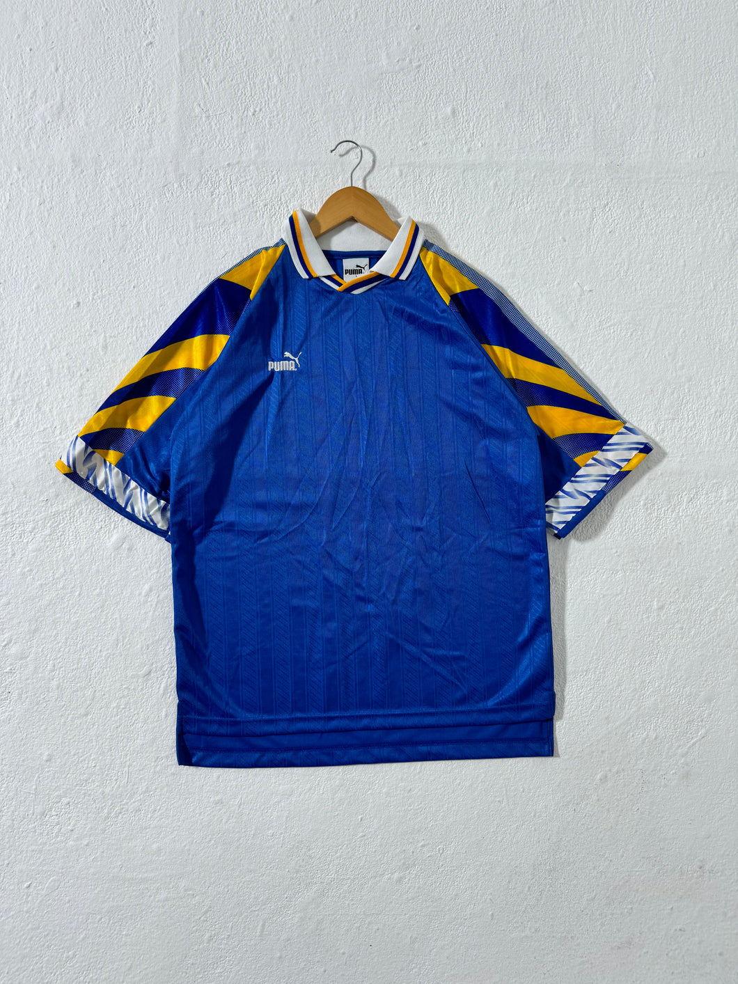 Vintage Puma Blue/Yellow Soccer Jersey Sz. L