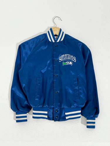 Seattle Seahawks Royal Throwback Classic Satin Jacket, X-Large