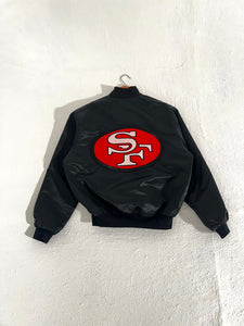 Vintage 1990's San Francisco 49ers Black Satin Jacket Sz. XL