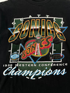 Vintage 1990's Seattle SuperSonics 1996 Western Conf. Champs T-Shirt Sz. L