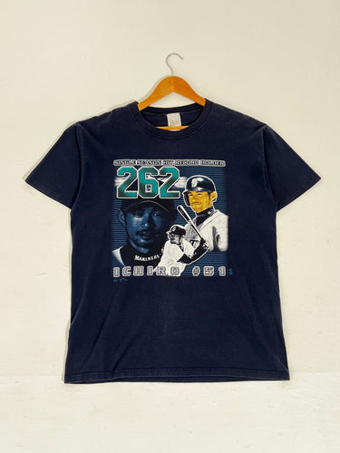 Vintage Y2K Ichiro Suzuki Seattle Mariners 262 Hit Record T-Shirt Sz. XL