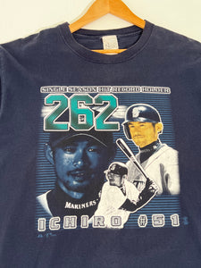 Vintage Y2K Ichiro Suzuki Seattle Mariners 262 Hit Record T-Shirt Sz. XL