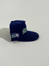 Vintage Seattle Seahawks Text Logo Blue Corduroy Snapback Hat