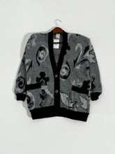 Vintage 1990's Colon Black/Gray Acrylic Cardigan Sz. L