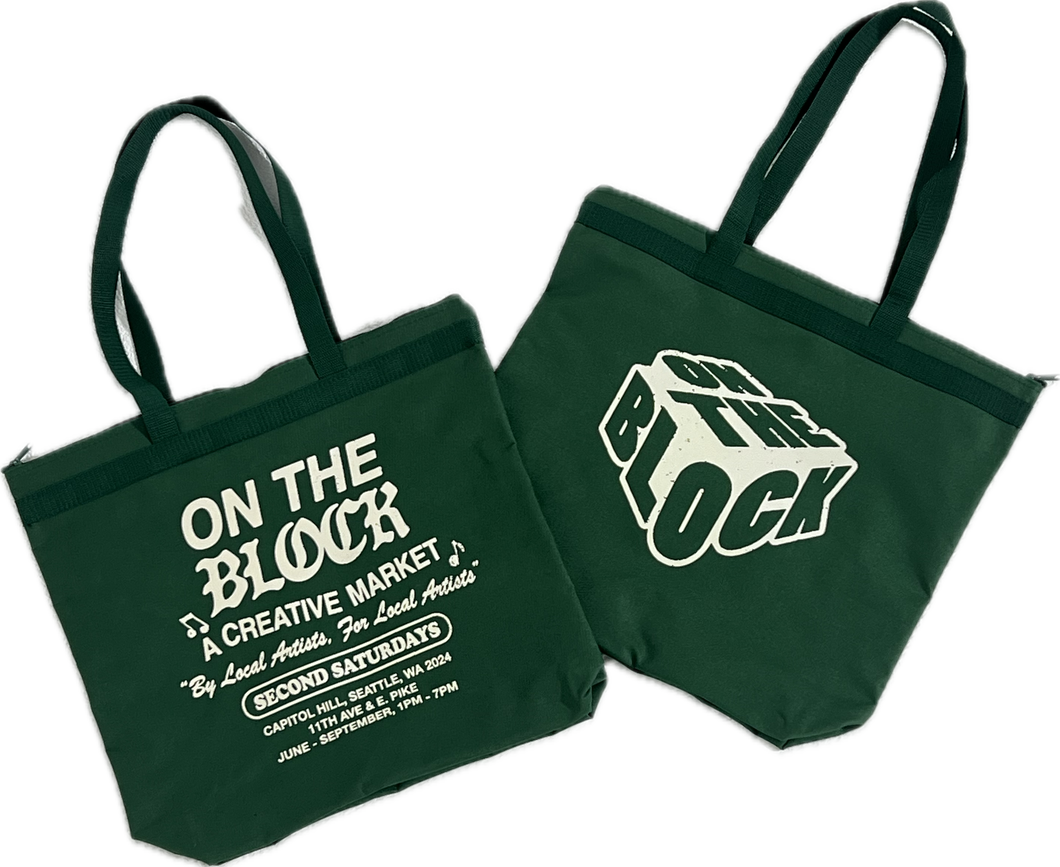 On the Block 24' Green Zip-Up Tote Bag