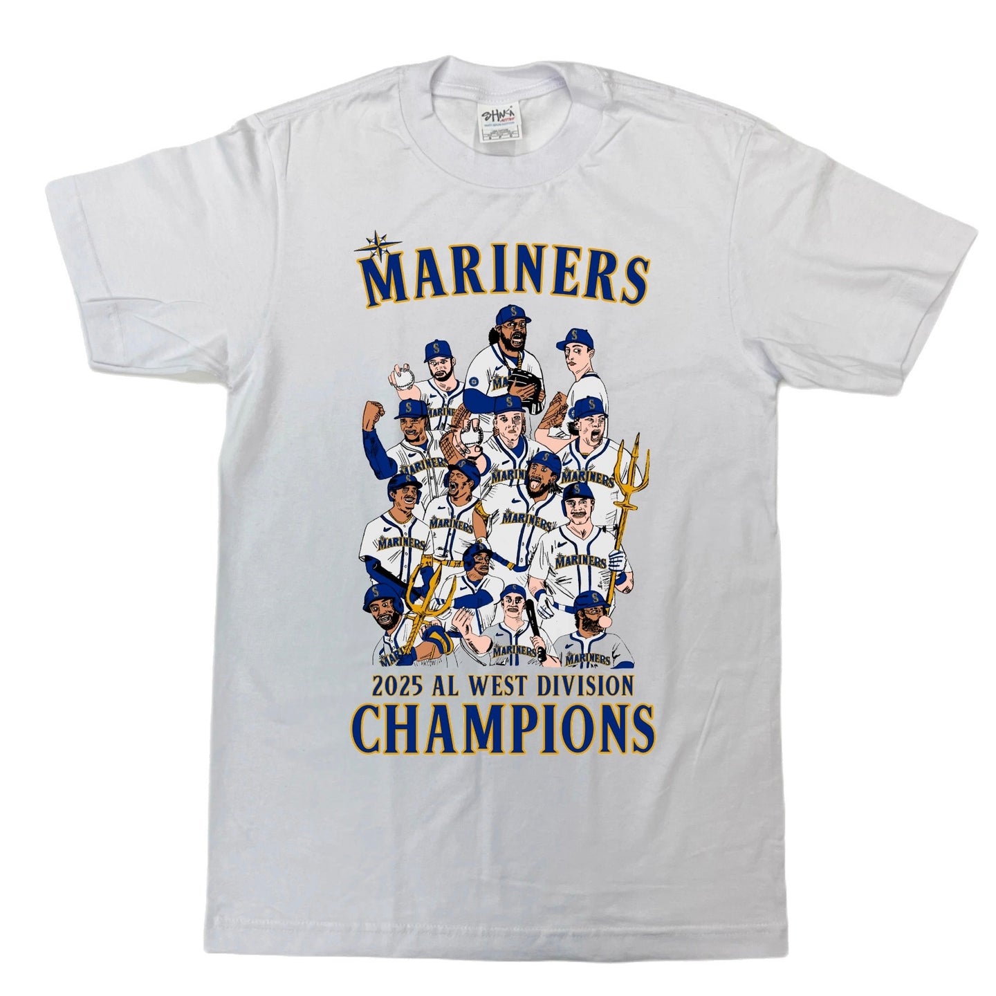 Seattle Mariners 2025 AL West Division Champions White T-Shirt