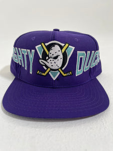 Vintage 1990's Anaheim Mighty Ducks 'Blockhead' Signatures Snapback Hat
