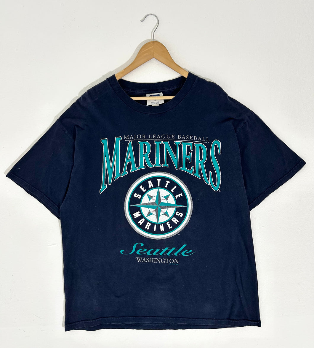 Vintage 1998 Seattle Mariners Logo Blue T-Shirt Sz. L