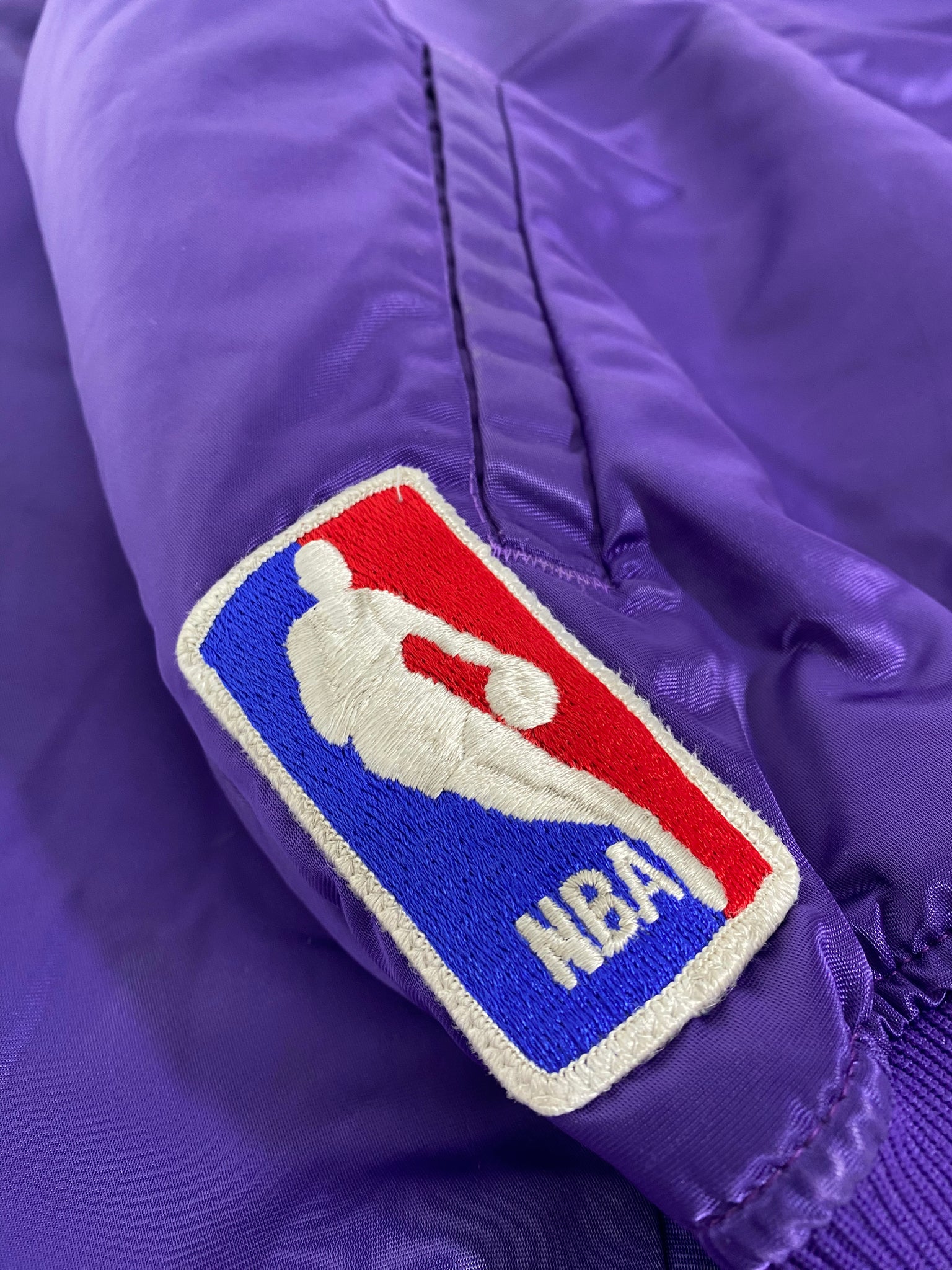 Vintage 1990's Purple Los Angeles Lakers Satin Starter Jacket Sz. XL