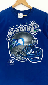Vintage 1990's Seattle Seahawks "Chrome Helmet" T-Shirt Sz. L