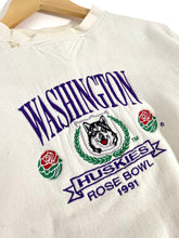 Vintage Washington Huskies "1991 Rose Bowl" White Crewneck Sz. L