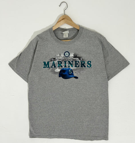2002 Seattle Mariners MLB Vintage Gray T-shirt Size M Long Sleeve