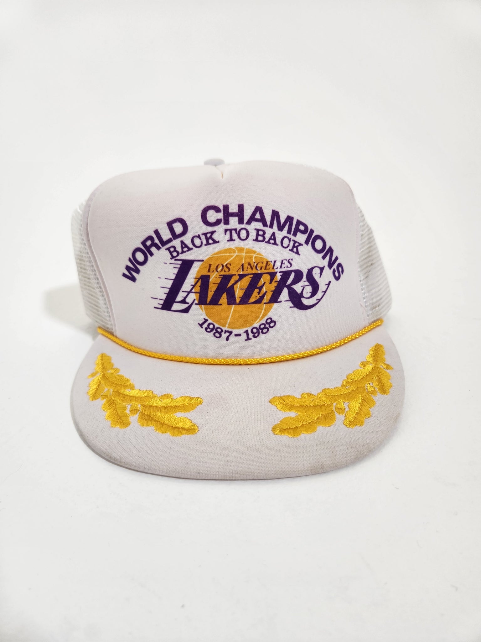 vintage Lakers Back To Back 87-88 Mitchell & Ness Vintage Championship HAT  nba