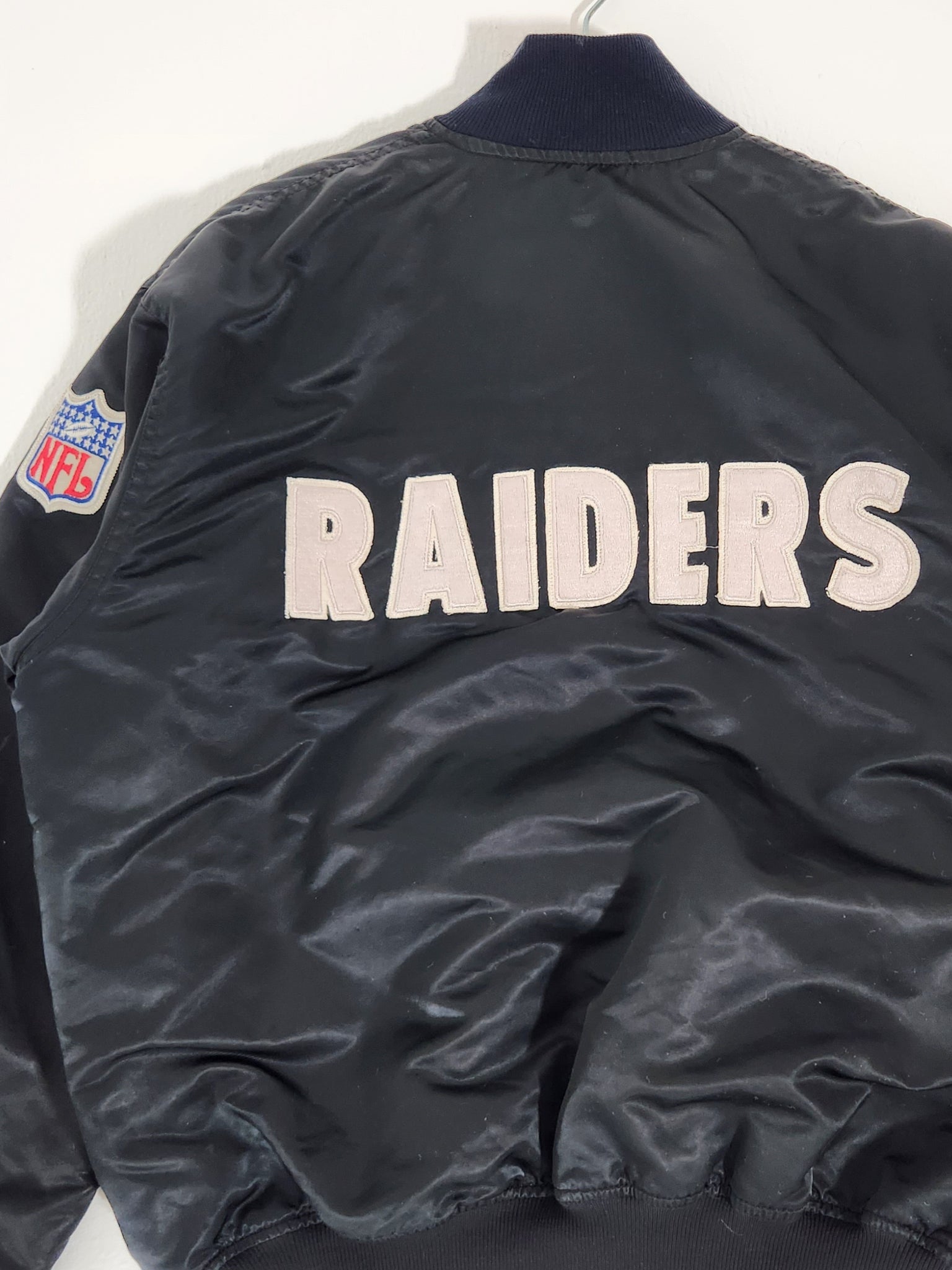 White Starter Satin Las Vegas Raiders Throwback D-Line Jacket - Jacket  Makers