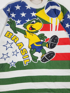 Vintage 1990's Brazil Soccer Toon T-Shirt Sz. M