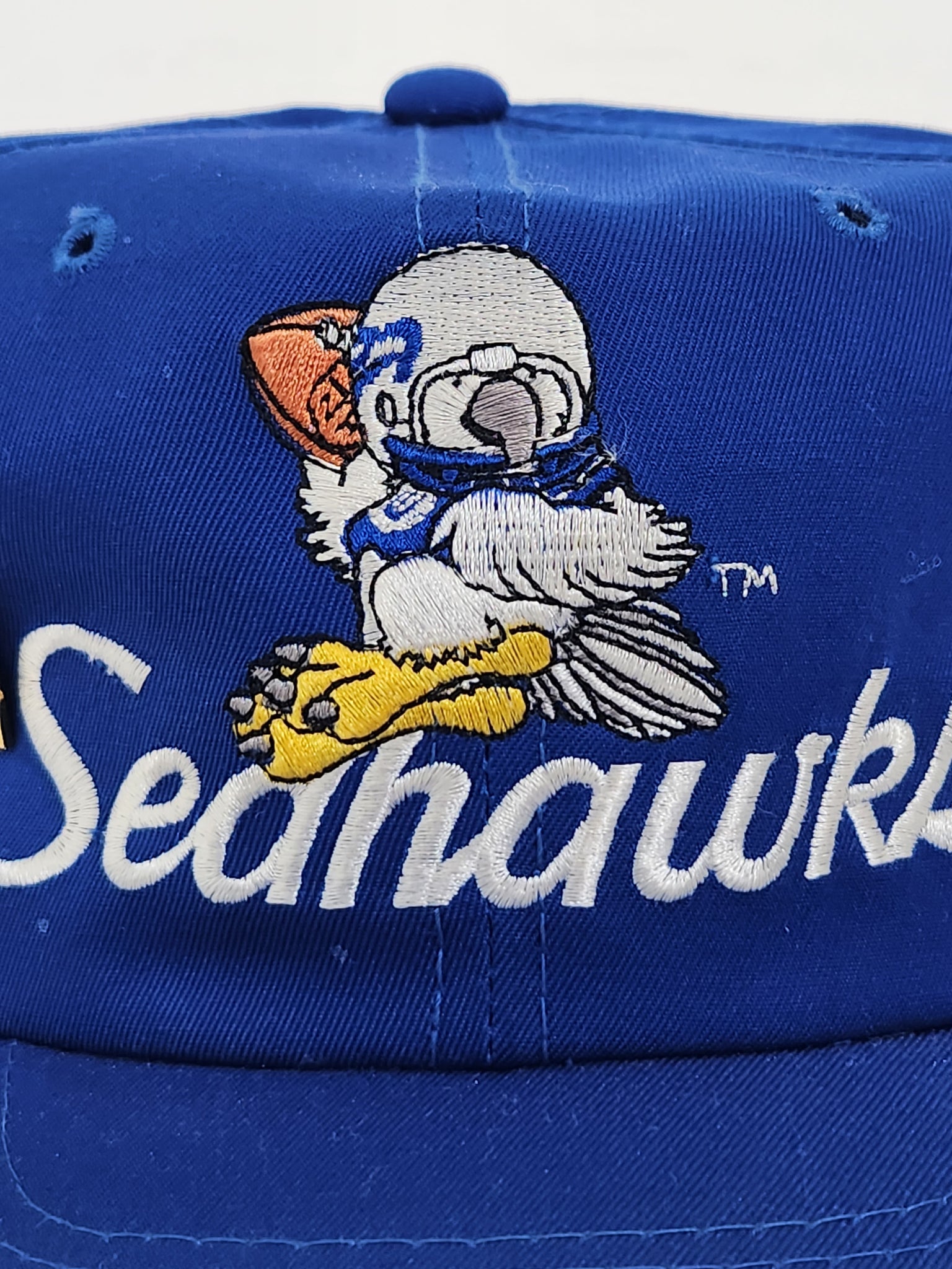 Vtg Seattle Seahawks Hat Cap Snap Back Blue Script Twill Sports Specialties  NFL