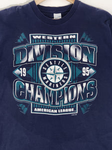 Vintage 1990s MLB Seattle Mariners 1995 Western Division Champions Sz. L