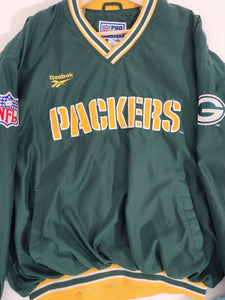 Vintage 1990's Green Green Bay Packers Pullover Reebok Windbreaker Sz. XL