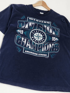 Vintage 1990s MLB Seattle Mariners 1995 Western Division Champions Sz. L
