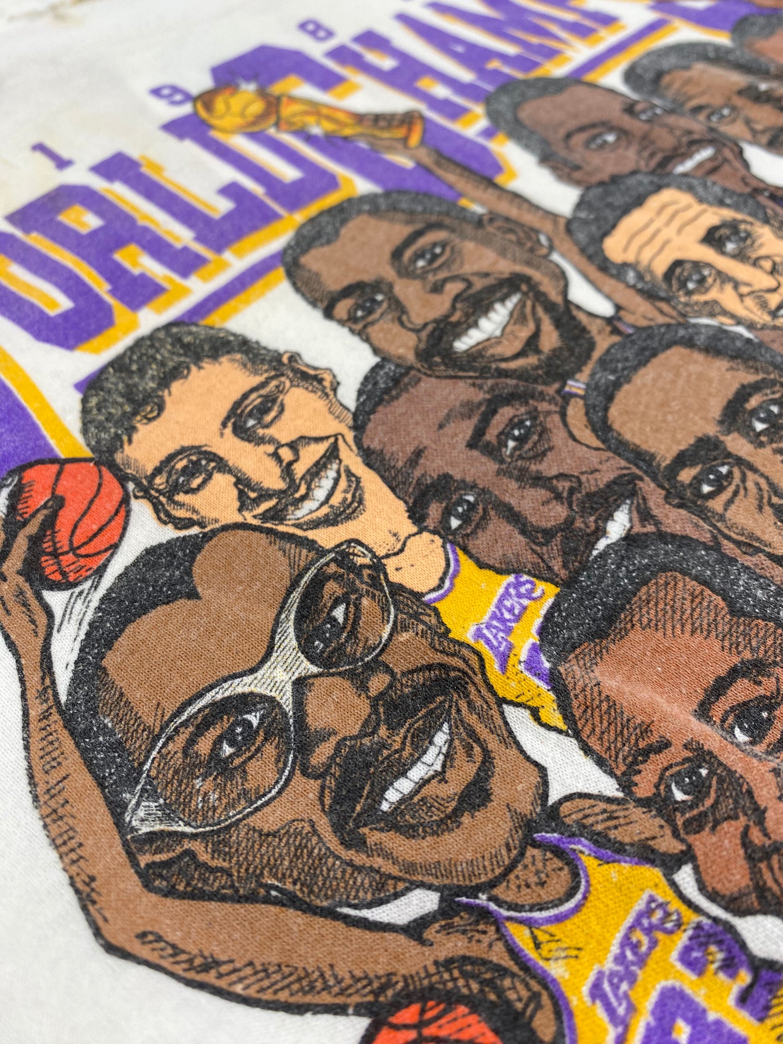 Vintage Los Angeles Lakers “1987 World Champs” Fat-Head/Caricature T-S