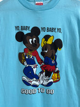 Vintage Blue Bootleg Mickey & Minnie "Good To Go" T-Shirt Sz. L